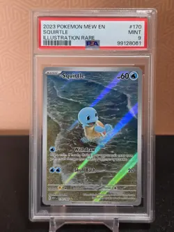 2023 Pokemon Mew en Squirtle Card 170/165 Illustration Rare PSA 9 - Image 1