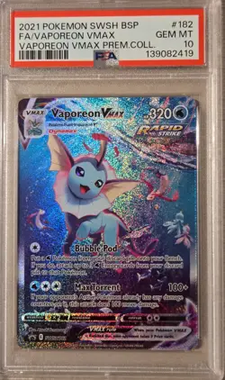 Pokemon Vaporeon VMAX Premium Coll. Full Art Promo SWSH182 PSA 10 Gem Mint - Image 1