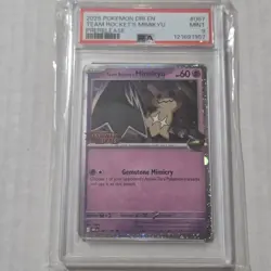 PSA 9 MINT 2025 Pokemon Destined Rivals TEAM ROCKET'S MIMIKYU #087 Prerelease - Image 1