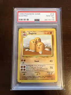 1999 Pokemon Base Set Unlimited #19 Dugtrio Gem Mt PSA 10 - Image 1