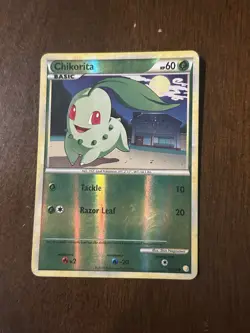 LP/NM Pokemon TCG; Chikorita 59/123 Heartgold & Soulsilver - Reverse Holo - Image 1