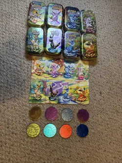 Pokemon Prismatic Evolution Tin Art Set Eeveelutions with bonus eevee plushie - Image 1