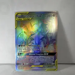 Pokemon TCG Arceus & Dialga & Palkia GX 258/236 Cosmic Eclipse Rainbow Rare Holo - Image 1