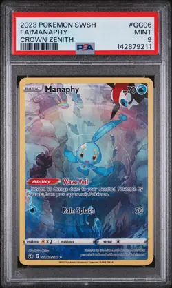 2023 Pokemon SWSH Crown Zenith Manaphy Galarian Gallery #GG06/GG70 PSA 9 - Image 3
