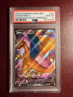 2020 Charizard V 050 PSA 10 Champion’s Path ETB Promo Pokemon SWSH Black Star - Image 1