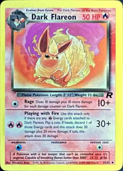 Dark Flareon 35/82 Uncommon Team Rocket Pokemon Unlimited Lightly Played - Image 1