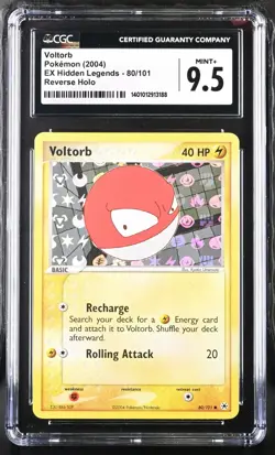 CGC Graded 9.5 Mint+ Voltorb 80/101 EX Hidden Legends Reverse Holo Pokemon Card - Image 1