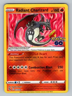 Radiant Charizard Holo Radiant Rare Pokemon GO 011/078 LP - Image 1