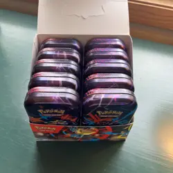 Pokemon Mega Evolutions Mini Tin Display box and empty tins- no cards - Image 4