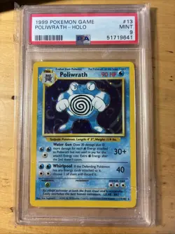 Poliwrath Holo Rare Pokemon TCG Card 13/102 Base Set PSA 9 Mint - Image 1