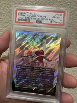 2025 MTG FIC Terra, Herald Of Hope Char Borderless-Surge Foil GEM MT PSA 10 - Image 1