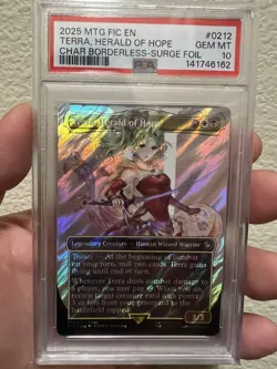 2025 MTG FIC Terra, Herald Of Hope Char Borderless-Surge Foil GEM MT PSA 10 - Image 2