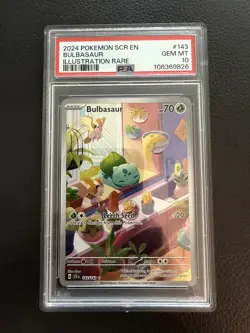 2024 POKEMON SCR EN-STELLAR CROWN ILLUSTRATION RARE #143 BULBASAUR PSA 10 - Image 1