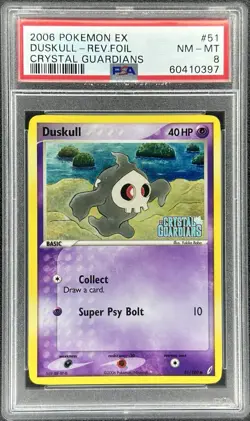 2006 Pokemon EX Duskull Crystal Guardians Reverse Foil #51/100 (PSA 8) - Image 1