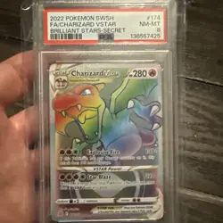 2022 Pokemon SWSH FA/Charizard VSTAR Brilliant Stars Secret, PSA 8 #174 - Image 1