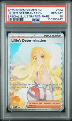 2025 Pokemon Lillie's Determination SIR Mega Evolution Base #184 PSA 10 Gem Mint - Image 1