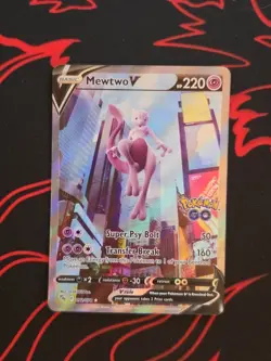 Pokemon TCG Mewtwo v Alt Art Full Art Holo Ultra Rare Card 072/078 Pokemon Go - Image 1