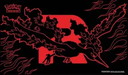 Pokemon Moltres Team Rocket Trading Card Game Standard Playmat Black Red - Image 1