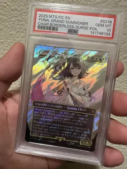 2025 MTG FIC Yuna, Grand Summoner Char Borderless-Surge Foil GEM MT PSA 10 - Image 1