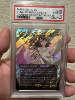 2025 MTG FIC Yuna, Grand Summoner Char Borderless-Surge Foil GEM MT PSA 10 - Image 2