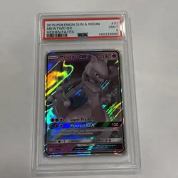 2019 POKEMON SUN & MOON HIDDEN FATES MEWTWO GX #31 PSA 9 MINT - Image 1