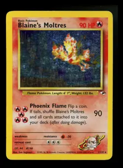 #4 Blaine's Moltres 1/132 Gym Heroes 2000 Holo Rare SWIRL WOTC Pokemon Card TCG - Image 1