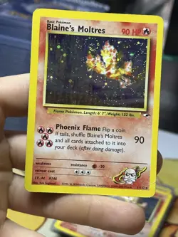 #4 Blaine's Moltres 1/132 Gym Heroes 2000 Holo Rare SWIRL WOTC Pokemon Card TCG - Image 3