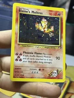 #4 Blaine's Moltres 1/132 Gym Heroes 2000 Holo Rare SWIRL WOTC Pokemon Card TCG - Image 4