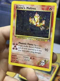 #4 Blaine's Moltres 1/132 Gym Heroes 2000 Holo Rare SWIRL WOTC Pokemon Card TCG - Image 5