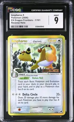 Pokemon Ampharos 1/101 Reverse Holo EX Dragon Frontiers CGC 9 MINT - Image 1
