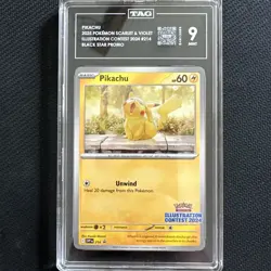 Pokemon Pikachu 214 Scarlet & Violet Illustration Contest Black Star Promo TAG 9 - Image 1