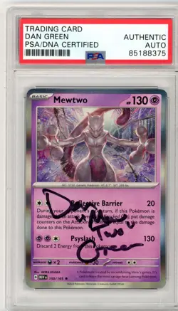 PSA Signed Dan Green Pokemon TCG Mewtwo Scarlet & Violet-151 150/165 Holo Rare - Image 1