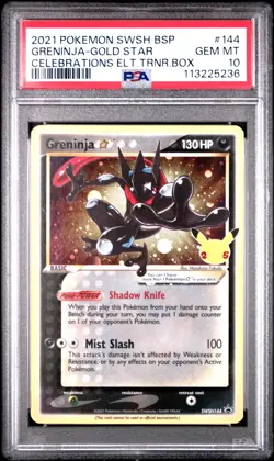 2021 POKEMON SWSH BLACK STAR PROMO #144 GRENINJA-GOLD STAR PSA 10 - Image 1