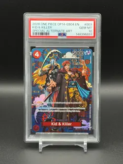 2026 ONE PIECE OP14-EB04 EN #003 KID & KILLER SPECIAL ALTERNATE ART PSA 10 - Image 1