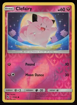 CLEFAIRY 39/68 COMMON HIDDEN FATES POKEMON REVERSE HOLO NM/M - Image 1