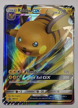 Pokemon Card TCG - Raichu GX SM213 Promo Sun & Moon Black Star Promo NM Full Art - Image 1