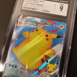 Graded Pokemon Card ENG Surfing Pikachu VMAX 9/25 Celebrations Holo CGC 9 - Image 1