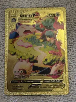 Pokemon Snorlax VMAX Sword & Shield 142/202 Ultra Rare Holo 340 HP Metal Card - Image 1
