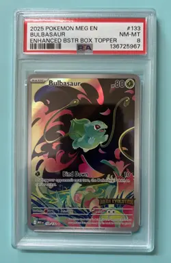 Pokemon Bulbasaur 133/132 TCG Mega Evolution Stamped PSA 8 - Image 1