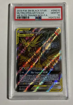 Pokemon Moltres & Zapdos & Articuno GX Hidden Fates Stained Glass SM210 PSA 10 - Image 1