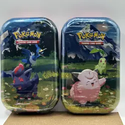 Pokemon Mini Tin Lot Sealed Cleffa Zorua Chikorita Art Trading Card Game Tins - Image 3