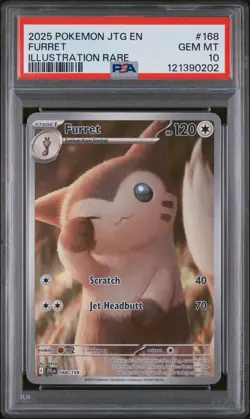 2025 POKEMON JTG EN-JOURNEY TOGETHER ILLUSTRATION RARE #168 FURRET PSA 10 - Image 1