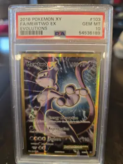 Pokemon TCG Mewtwo EX 103/108 Evolutions Ultra Rare Full Art Holo PSA 10 - Image 1