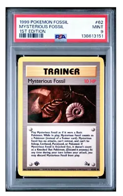 1999 POKEMON FOSSIL | 1ST EDITION MYSTERIOUS FOSSIL 62 PSA 9 MINT - Image 1