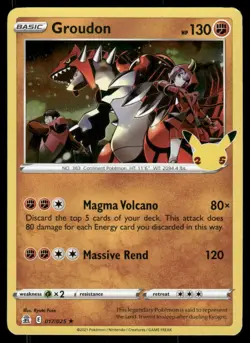 Pokemon Cards Groudon 017/025 Celebrations Rare NM *2 - Image 1