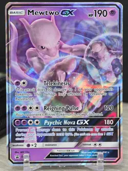 Pokemon Card TCG Mewtwo GX SM196 Black Star Promo Holo Sun & Moon 2019 NM - Image 5