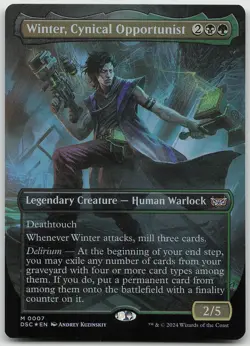 Winter, Cynical Opportunist Borderless FOIL Mythic Duskmourn: House of Horror NM - Image 1
