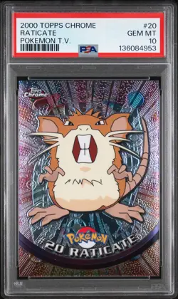 2000 TOPPS CHROME POKEMON T.V. #20 RATICATE PSA 10 - Image 1