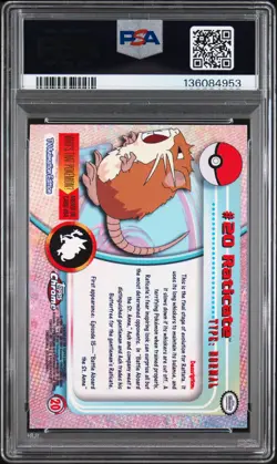 2000 TOPPS CHROME POKEMON T.V. #20 RATICATE PSA 10 - Image 2