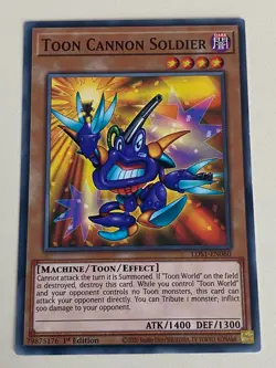 Yugioh - Toon Cannon Soldier x 3 - 1st Edition NM - Plus Free Holographic Card - Image 2